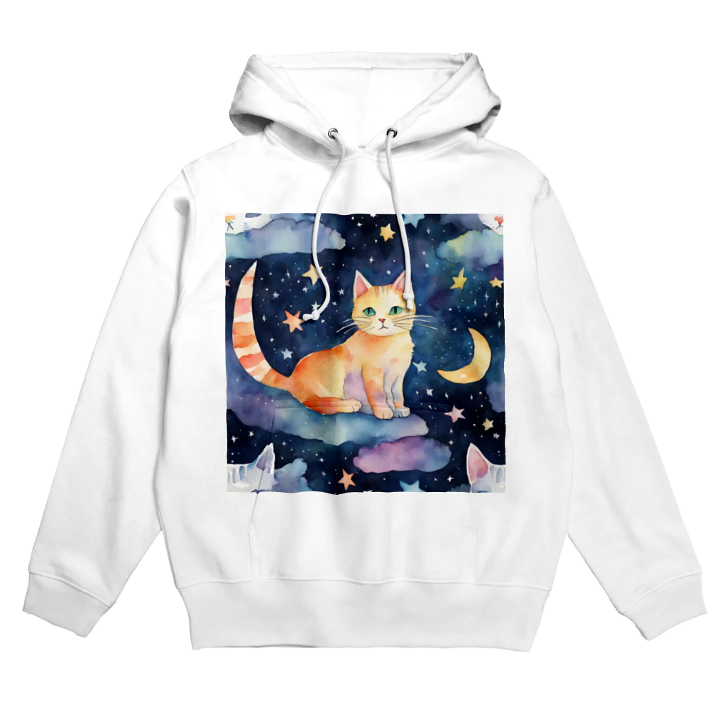 星降る夜にの月と猫 Hoodie