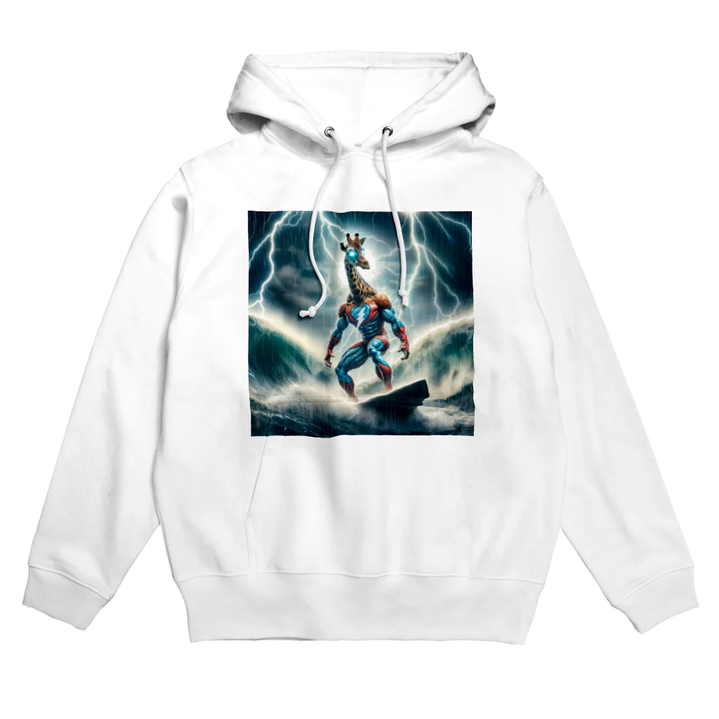 アニマルxスポーツグッズ「アニマル・ヒーローズ」の『キリンKOJIRO - 波乗り嵐での挑戦』 Hoodie