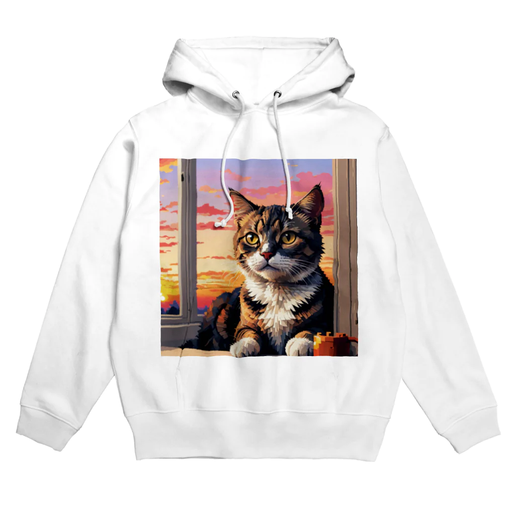 ねこネコ猫nekoの夕日と猫 Hoodie