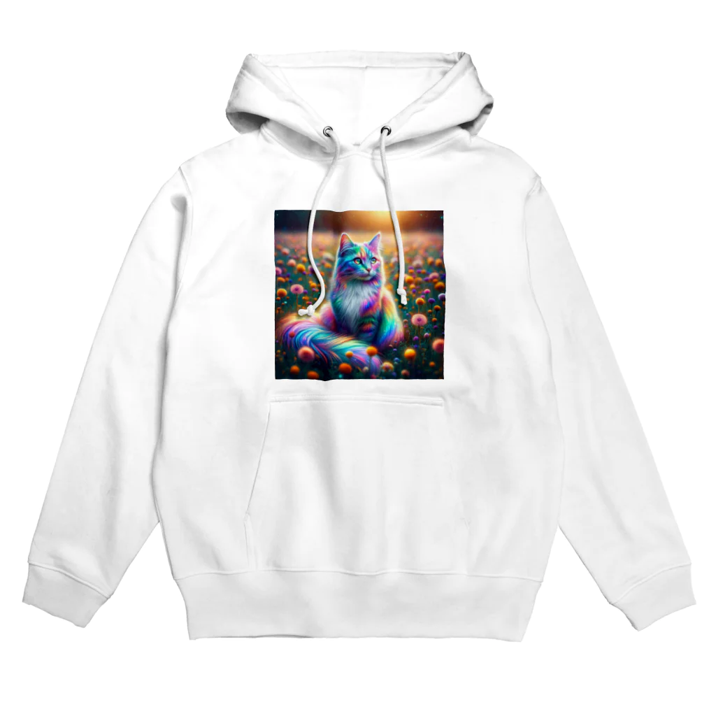 momonekokoの虹色に輝く優雅な猫 Hoodie