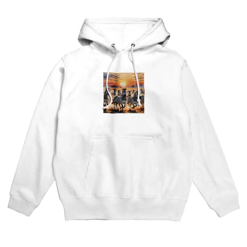 nigihayahiの夕焼けを走るシマウマ Hoodie