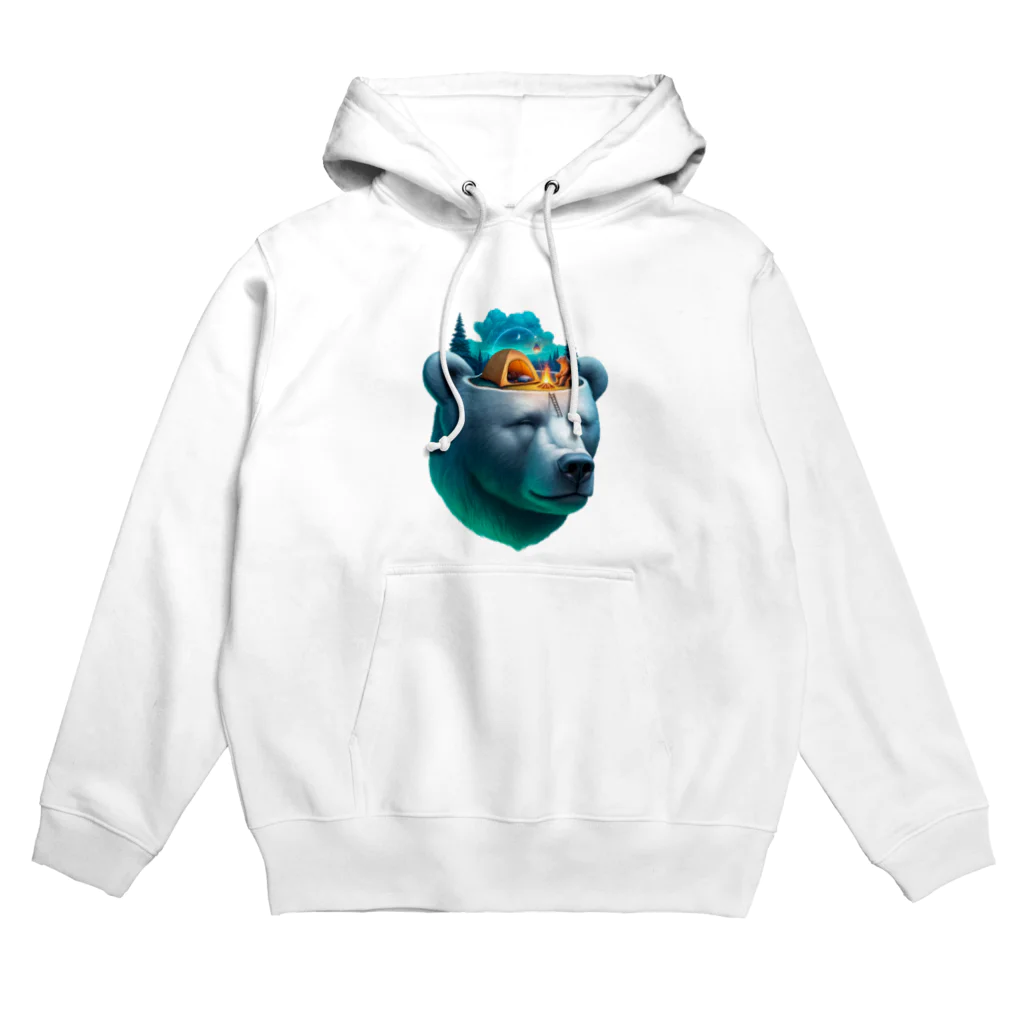 EseCAMPのキャンプ熊シリーズ Hoodie