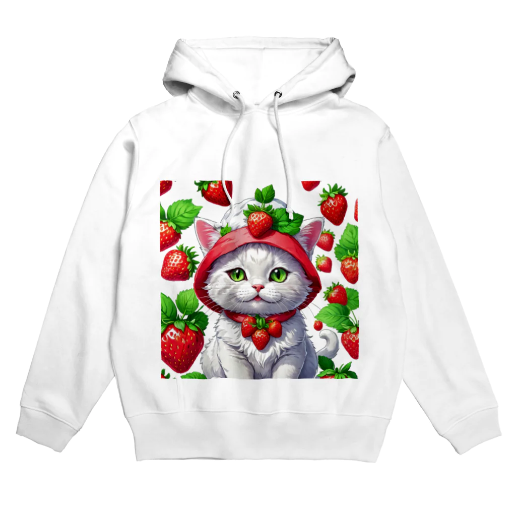 猫だらけのいちごあざとい白ニャン Hoodie