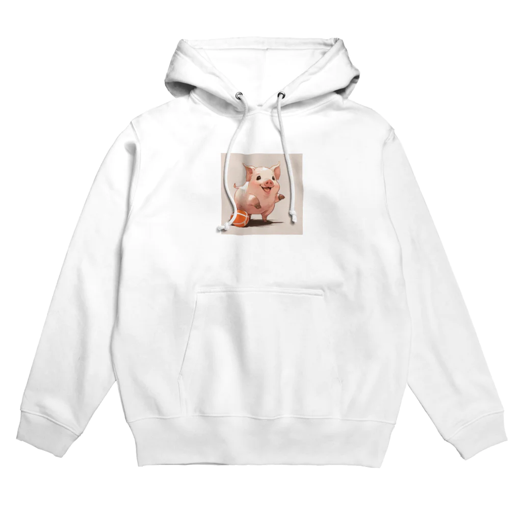 ganeshaのかわいいブタ遊びフェッチ Hoodie