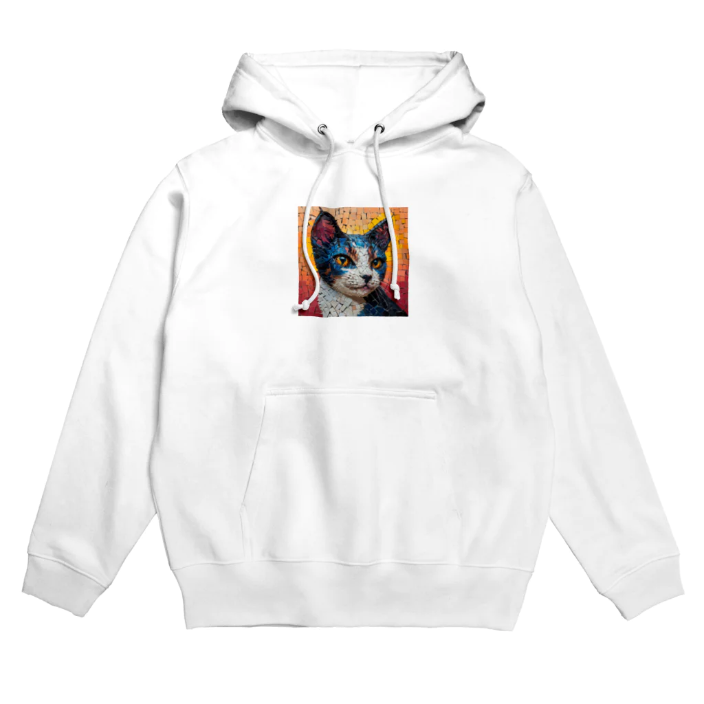 TubuTechのモザイク ブルーキャット Hoodie