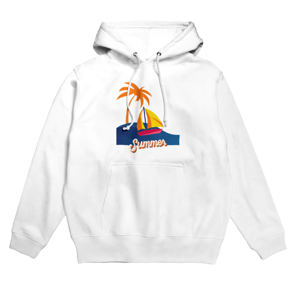  SATOHIROショップのヨットビーチ・サマーパーム Hoodie