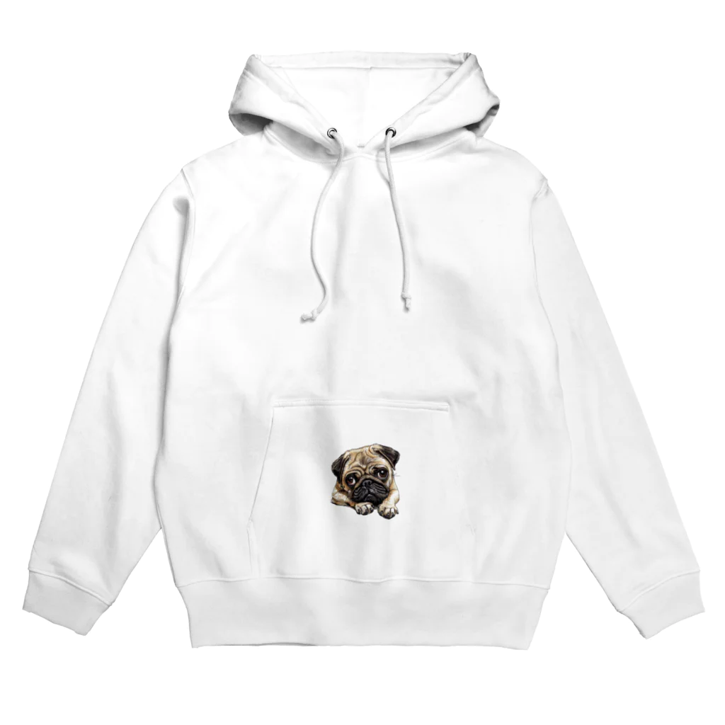 鼻ぺちゃ犬と和猫のUpward glance pug Hoodie