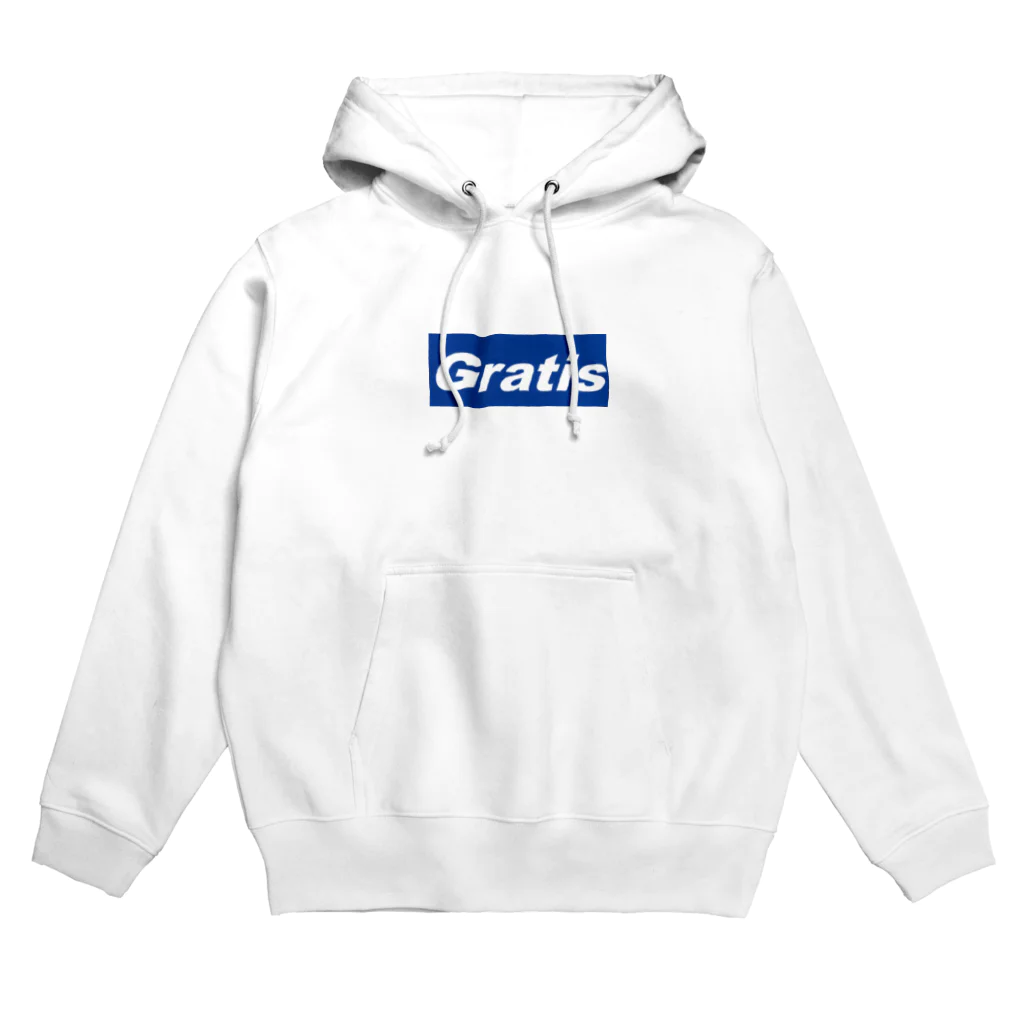 Gratis officialのボックスロゴ　ブルー＆ホワイト Hoodie