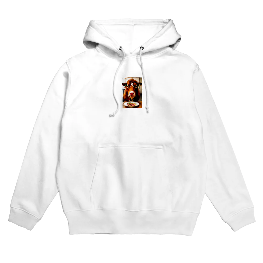 WhiteLionの牛肉を食べたい牛 Hoodie