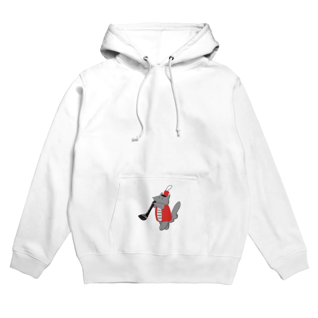 パグとミニブタの母のクラリネットを吹くオオカミ Hoodie