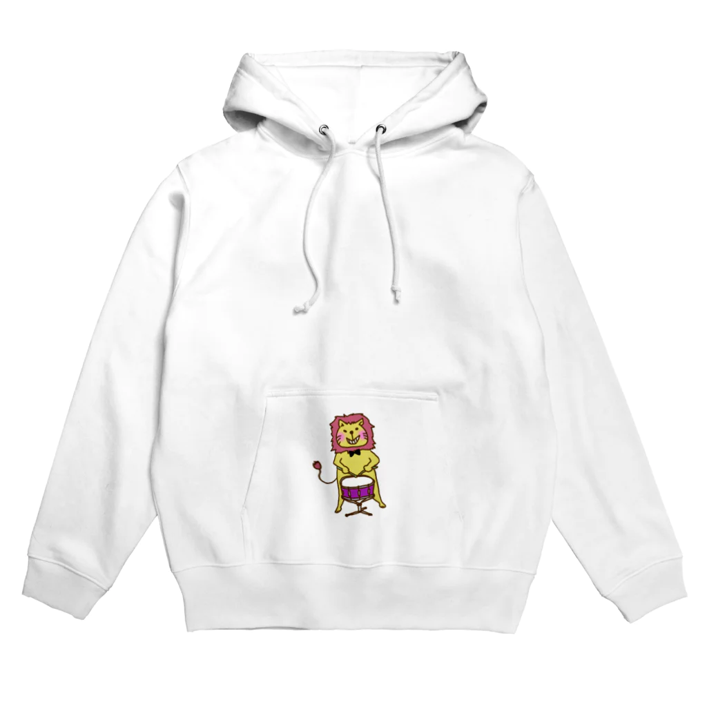 パグとミニブタの母のスネアドラムをたたくライオン Hoodie