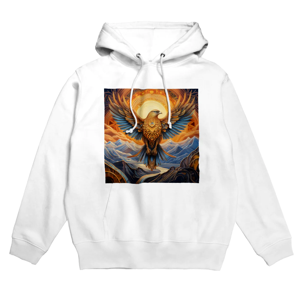 タカヤマ・サイトの神々しい鷹・シンボルマーク2 Hoodie