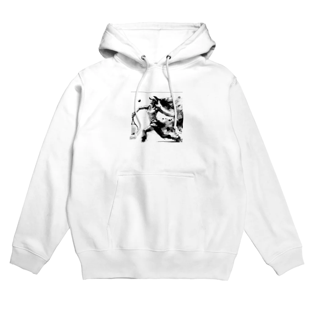 I-Shwのテニス 水墨画 Hoodie