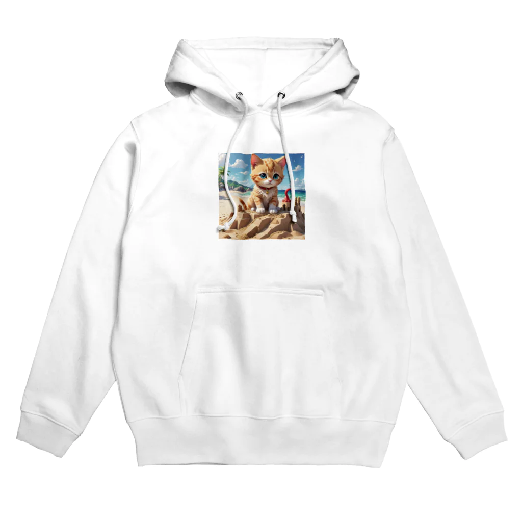 サイバーセキュリティマネジメントオフィスの砂の城で遊ぶ猫 Hoodie
