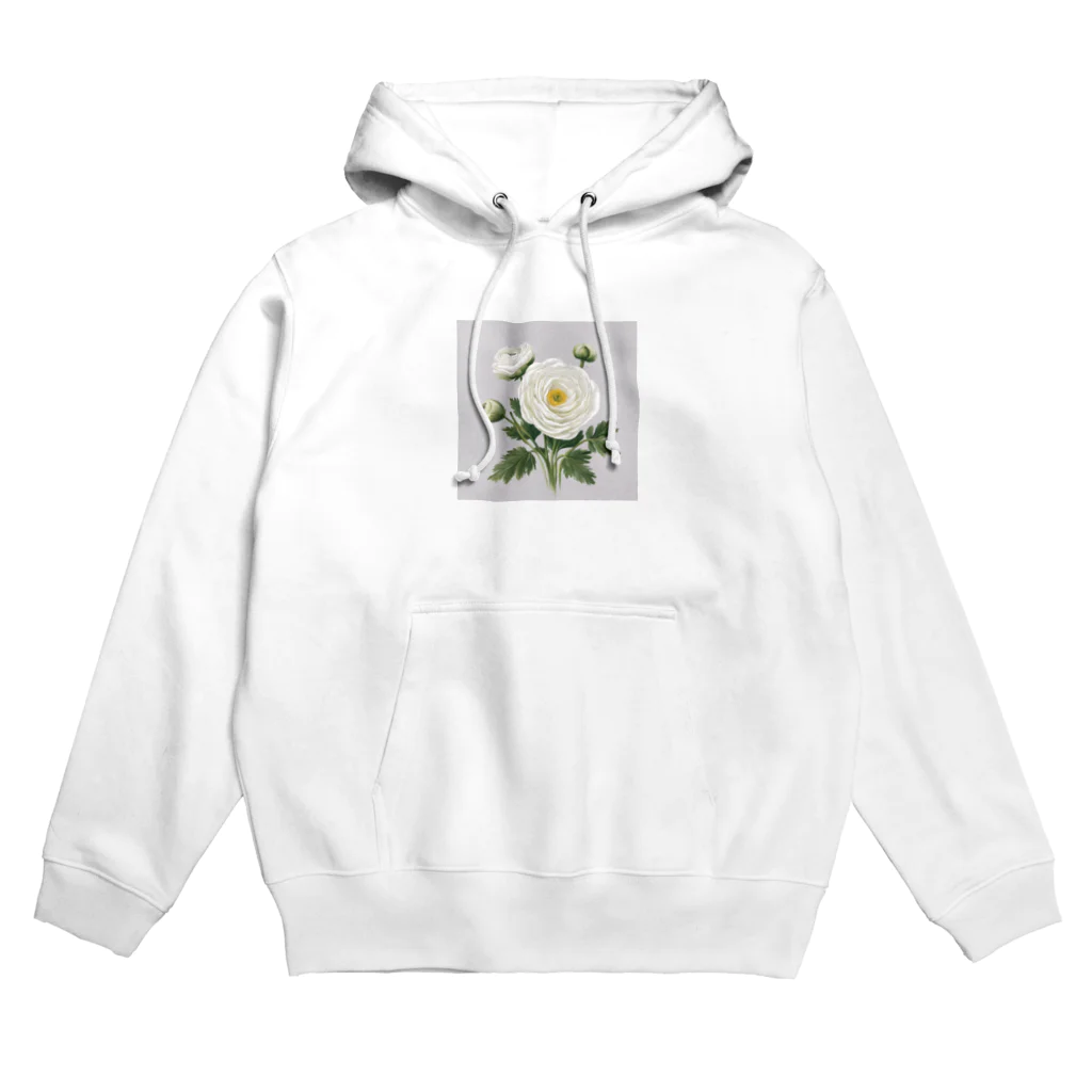 teatimeの白いラナンキュラス Hoodie