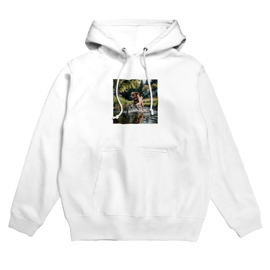 kokin0の水辺を走る犬 dog runnning on the water Hoodie