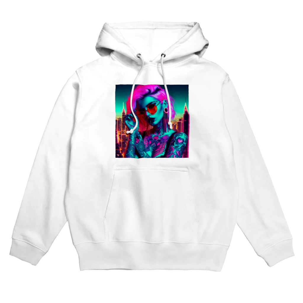 momonekokoのネオンカラーのロックGIRL Hoodie