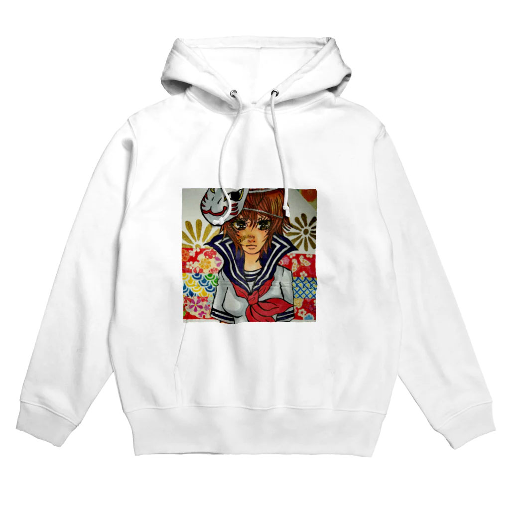 芥 柴太郎。(数式レスポール)の狐面セーラーガール。 Hoodie