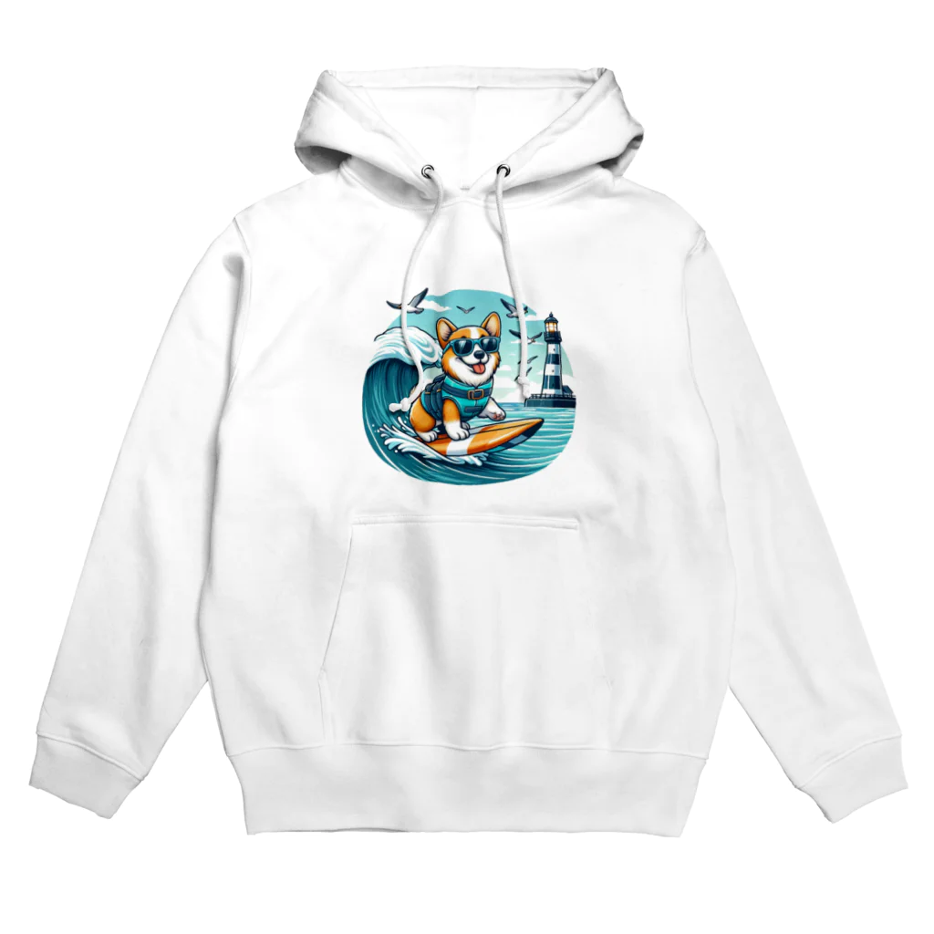 コーギーハウス〜ときどき柴・猫〜のサーファーコーギー Hoodie