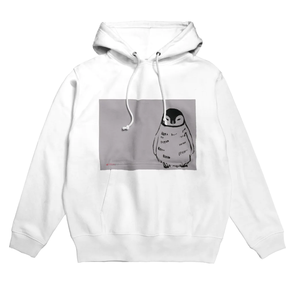 消しゴムはんこのエピリリのコウテイペンギンBaby Hoodie