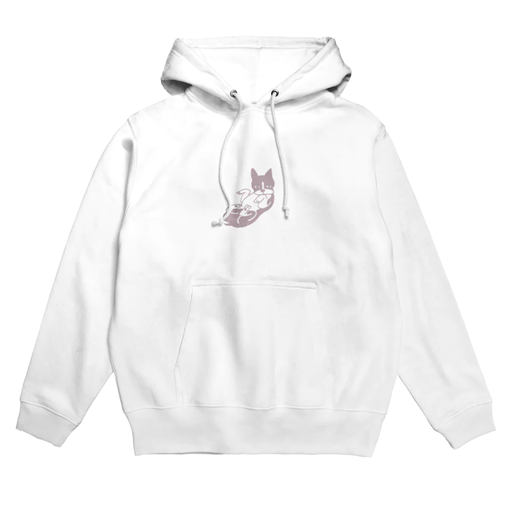 デミの仰向けのボストンテリア (ピンク) Hoodie