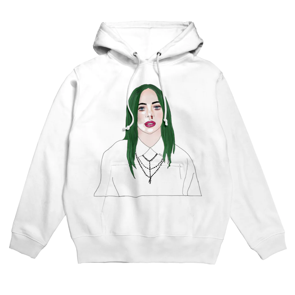 Girl_To_LadyのGreen Hair Girl Hoodie