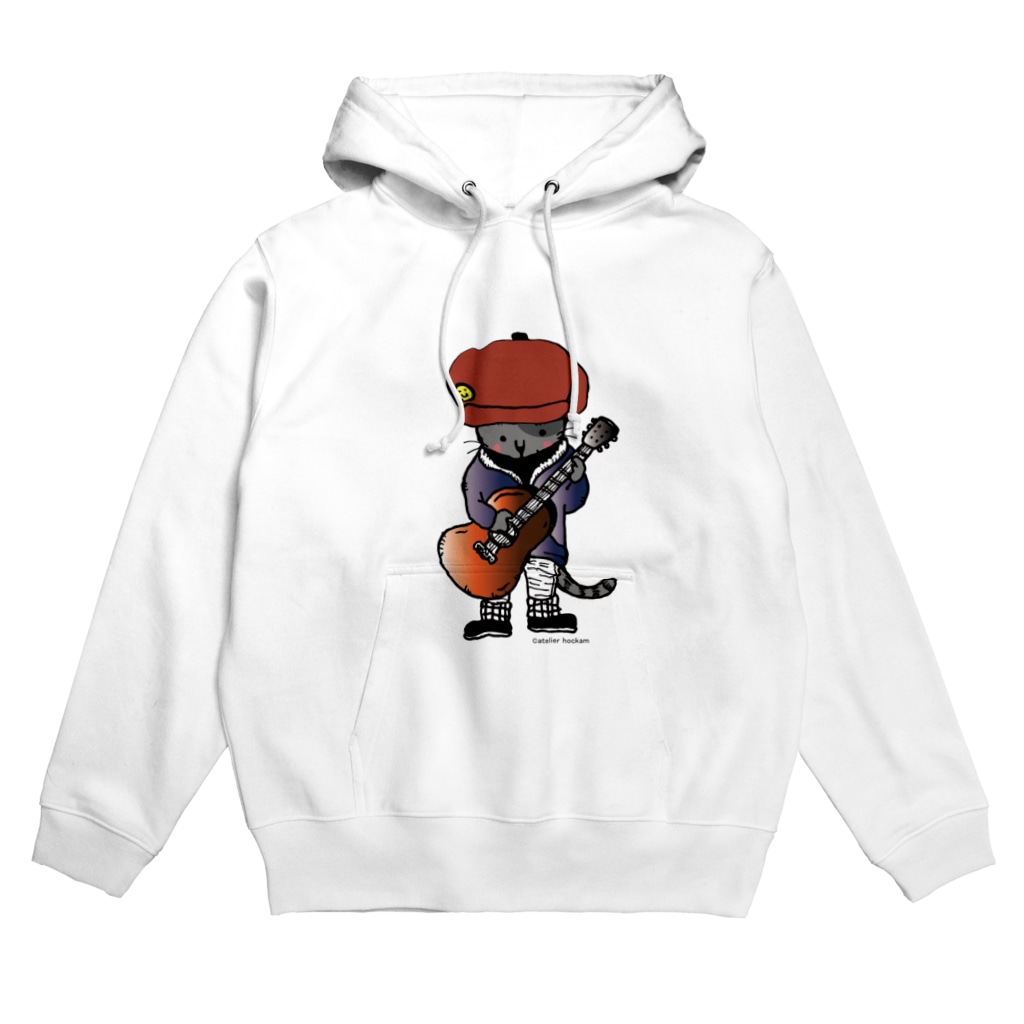 ほっかむねこ屋（アトリエほっかむ）のキャスケットをかぶったギターねこ Hoodie