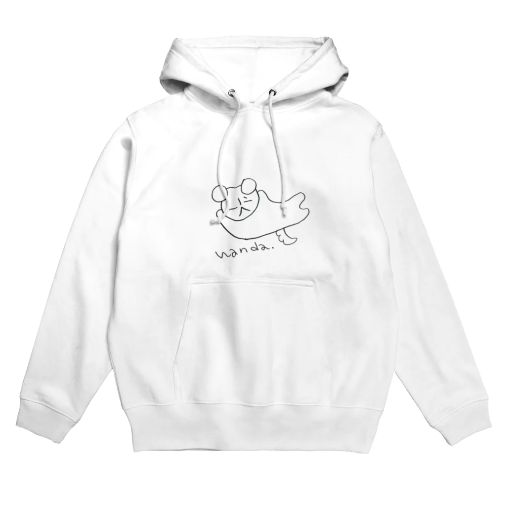 俺、本田のパーカーのひもにじゃれる犬　ワンダ横 Hoodie