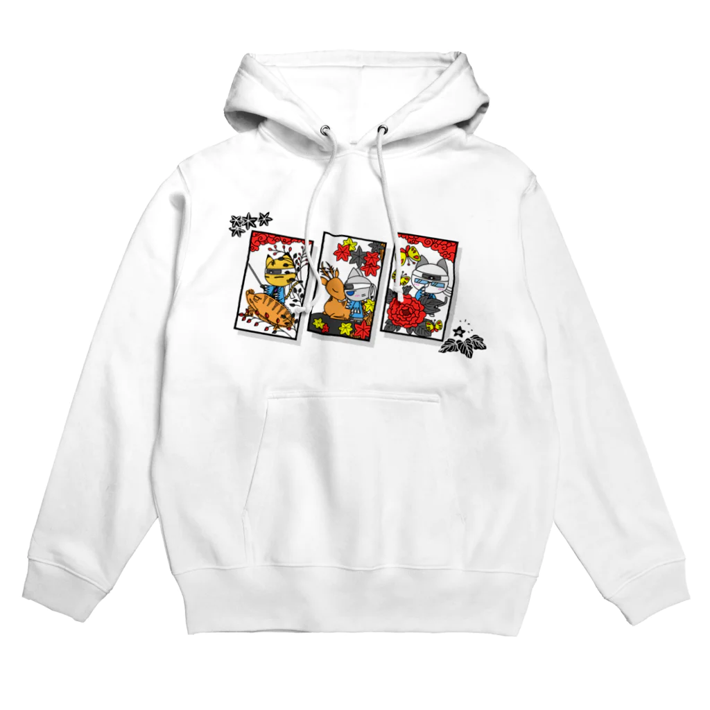 にゃーにゃー組@LINEスタンプ＊絵文字販売中！のにゃーにゃー組 花札猪鹿蝶ver. Hoodie