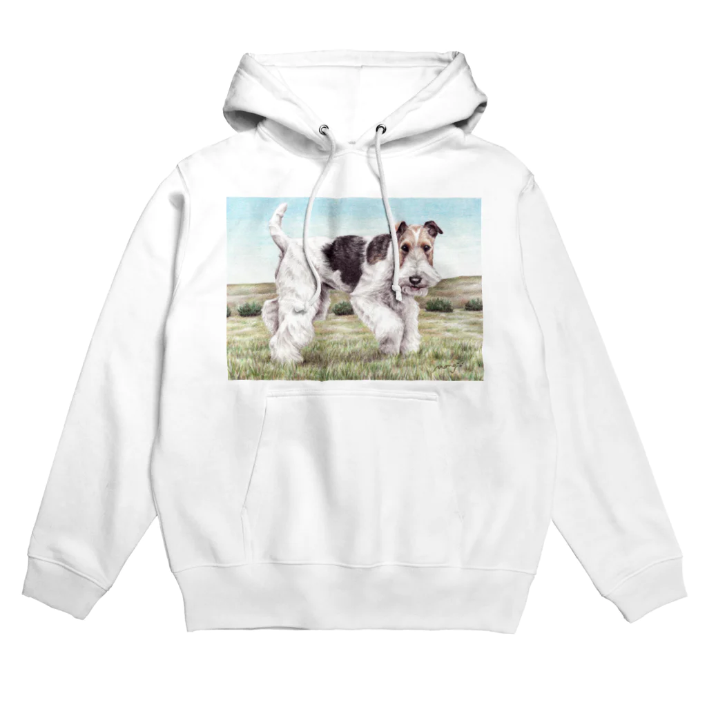 Momojiの犬画のワイヤーフォックステリア1 Hoodie