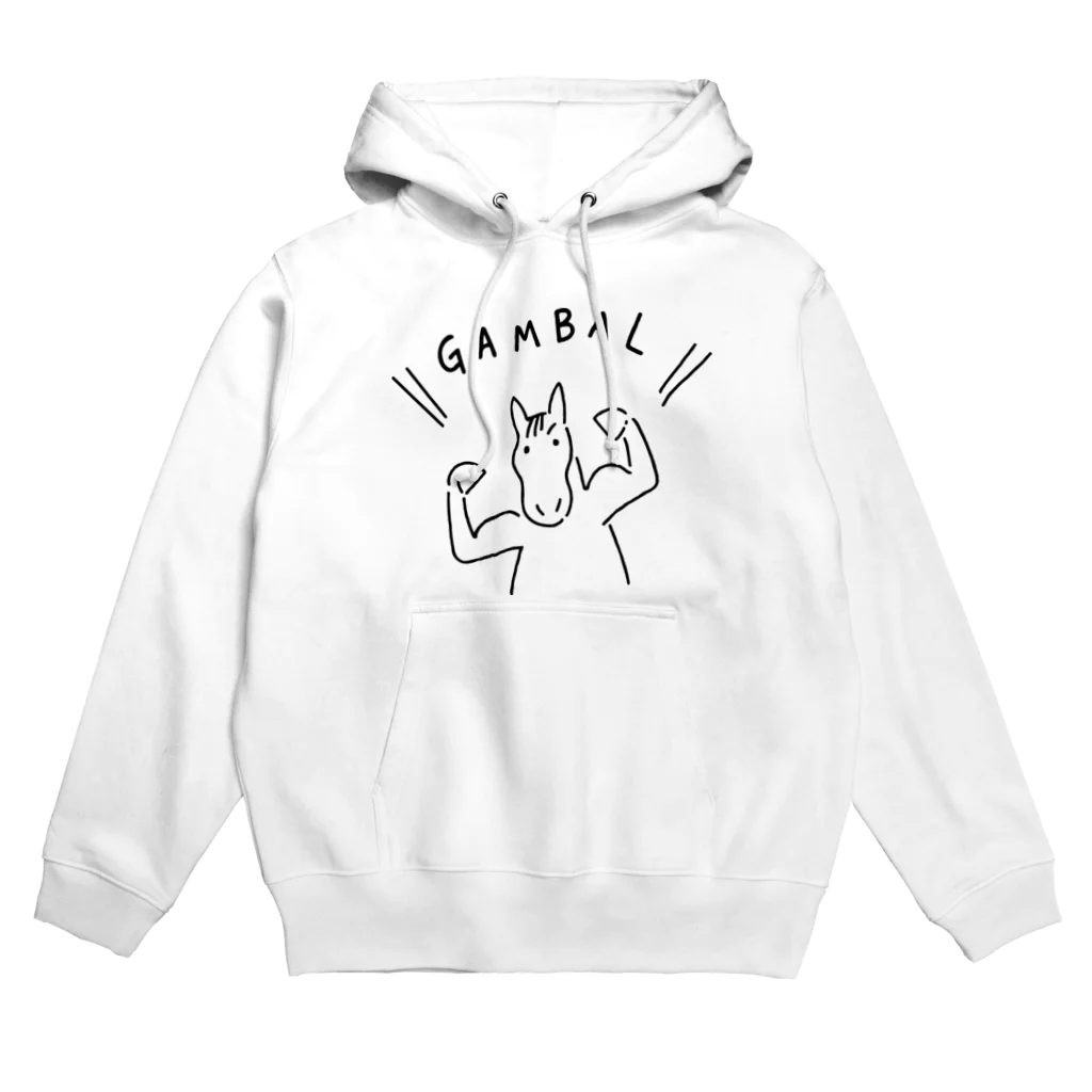 PipopapotanのGAMBAL がんばる馬 ブラックライン Hoodie