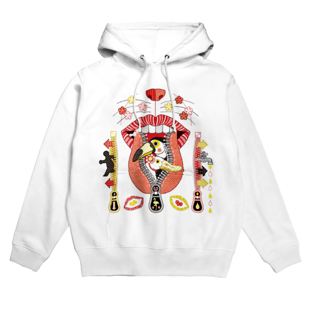 ねことりむし★CAT BIRD INSECTのお口チャック出入り口 Hoodie