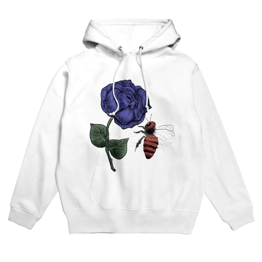 バーバラの薔薇と蜂　青 Hoodie