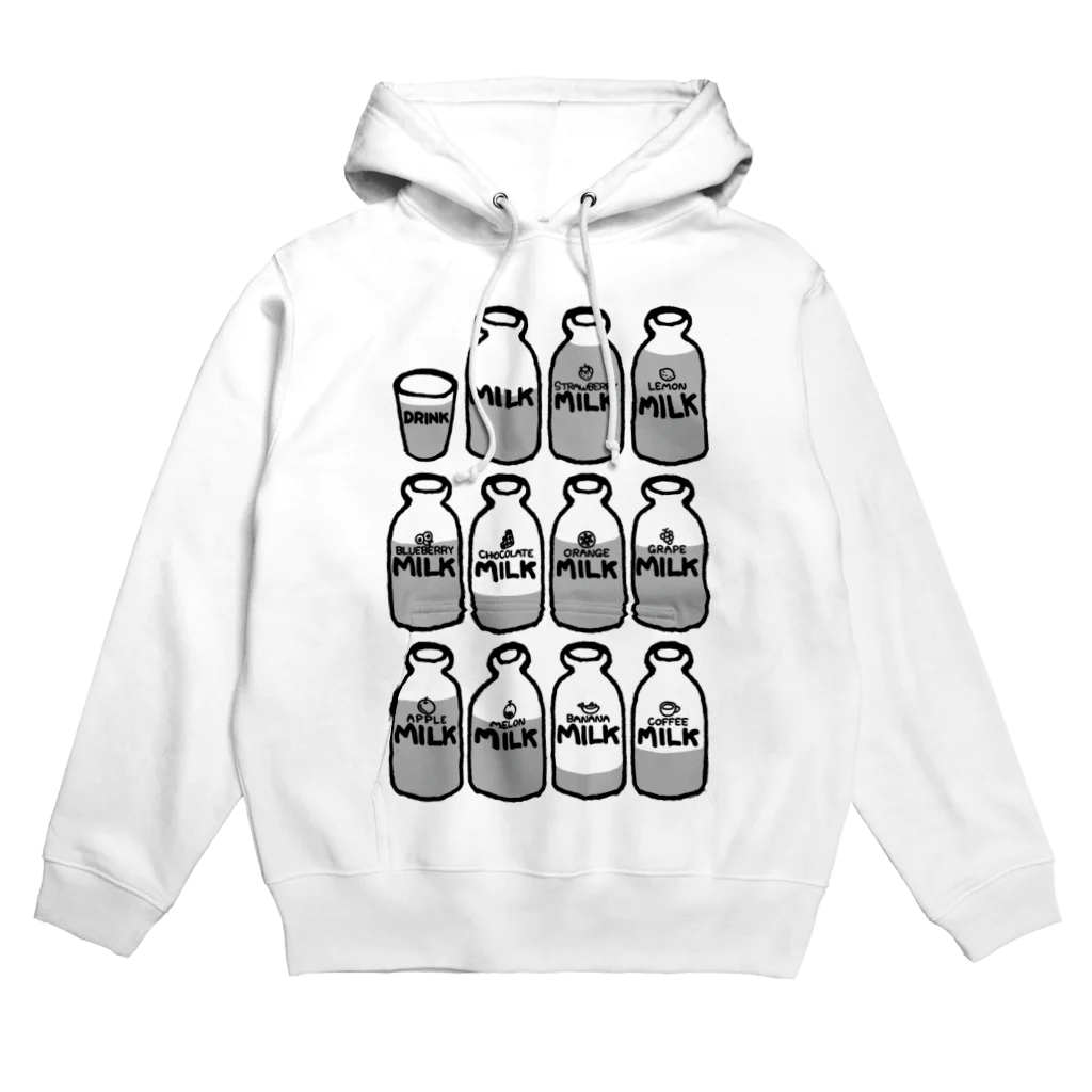 Cɐkeccooのらくがきシリーズ『イロイロみるく』モノクロ Hoodie