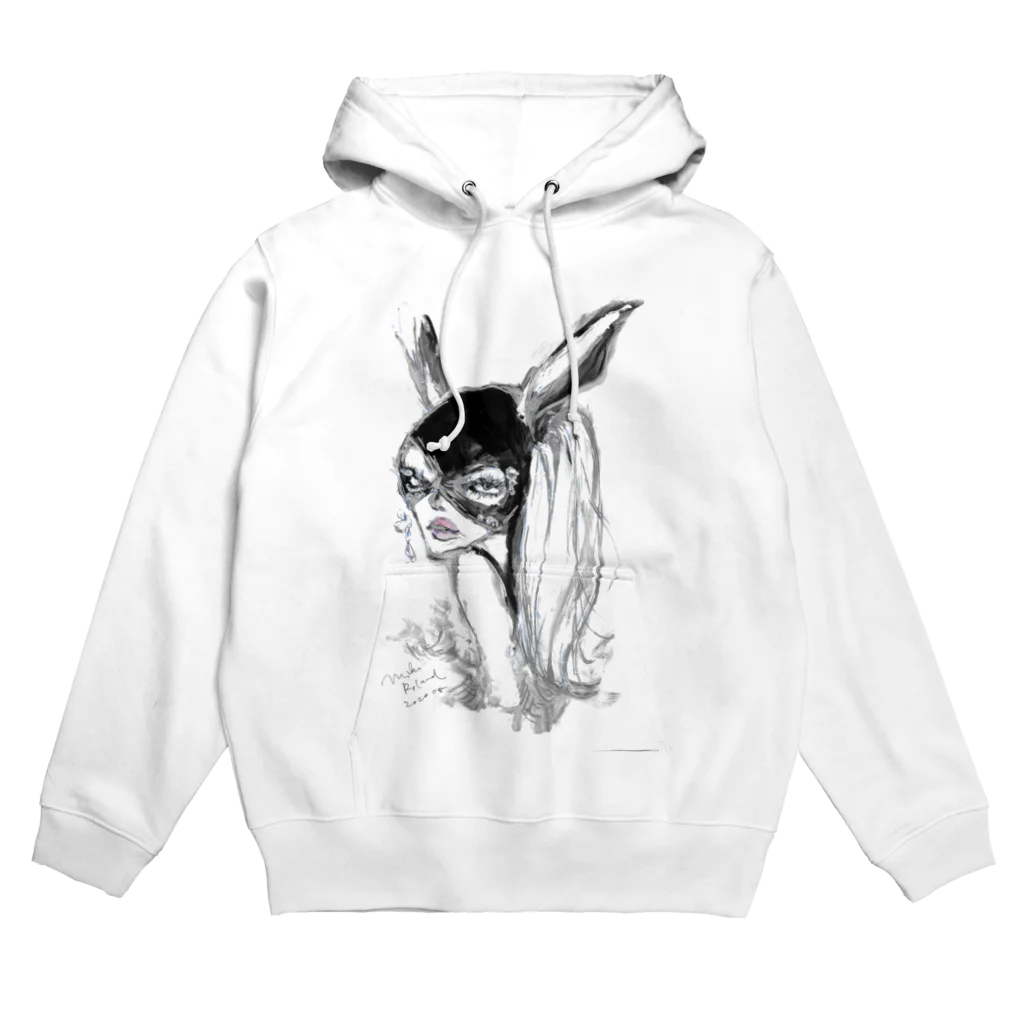 𝐌𝐢𝐤𝐚 𝐑𝐨𝐥𝐚𝐧𝐝 ~ 𝐩𝐥𝐚𝐧𝐞𝐭のMR rabbit - white Hoodie