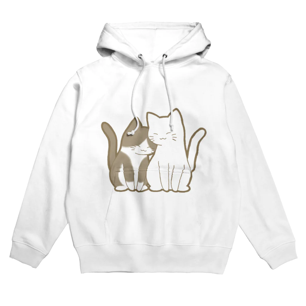 かわいいもののおみせ　いそぎんちゃくの仲良し猫　白黒ハチワレ&白 Hoodie