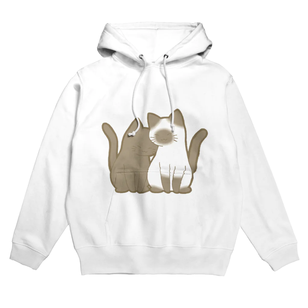 かわいいもののおみせ　いそぎんちゃくの表裏印刷　仲良し猫　黒&ポインテッド Hoodie