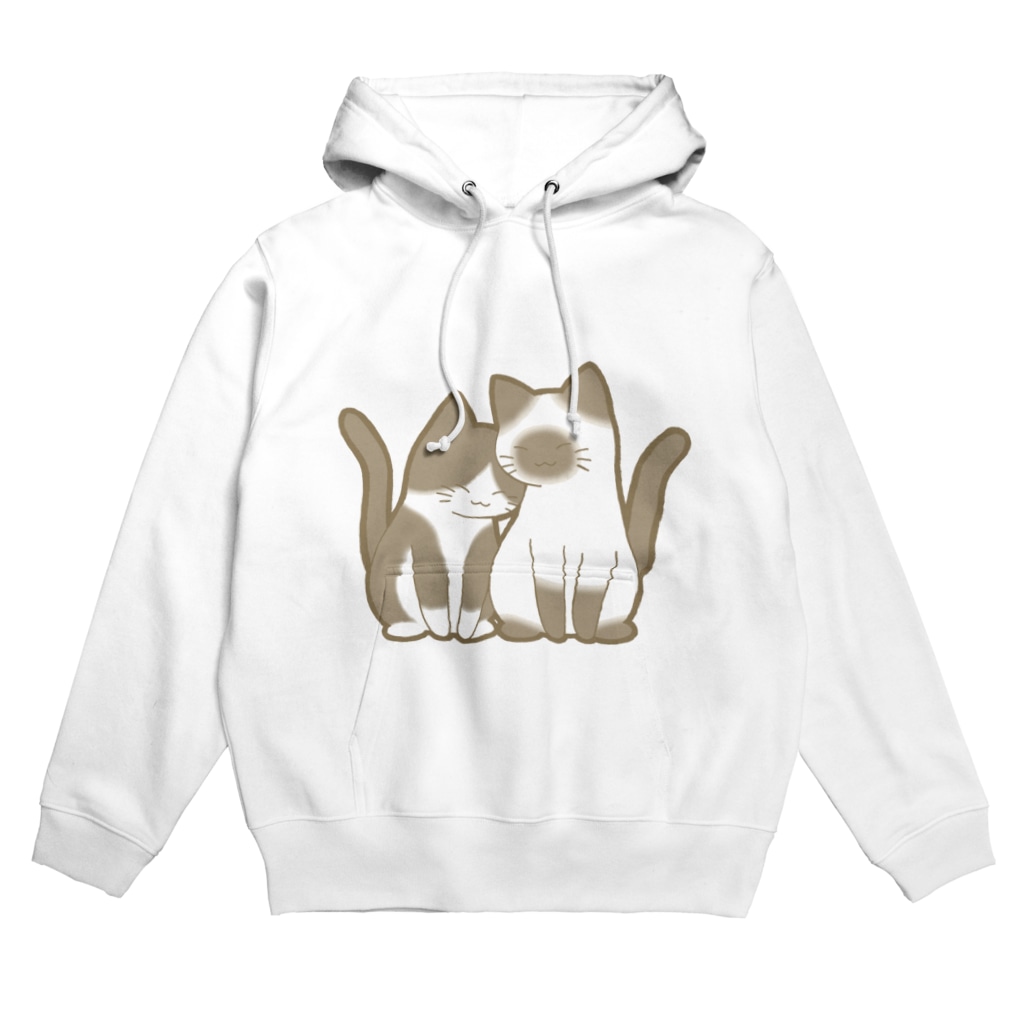 かわいいもののおみせ　いそぎんちゃくの表裏印刷　仲良し猫　白黒ハチワレ&ポインテッド Hoodie