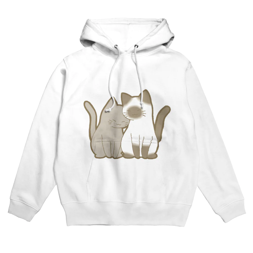 かわいいもののおみせ　いそぎんちゃくの表裏印刷　仲良し猫　灰&ポインテッド Hoodie