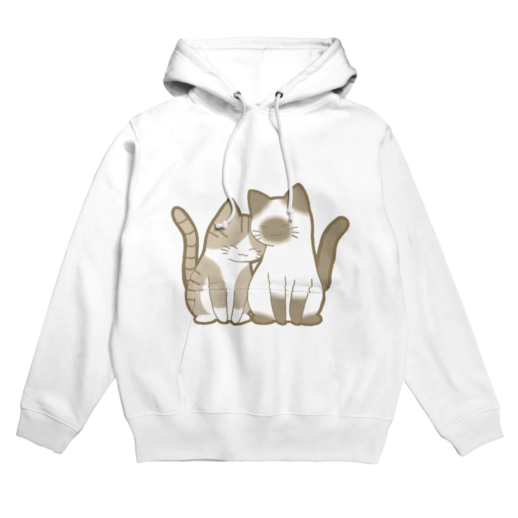 かわいいもののおみせ　いそぎんちゃくの表裏印刷　仲良し猫　キジ白&ポインテッド Hoodie