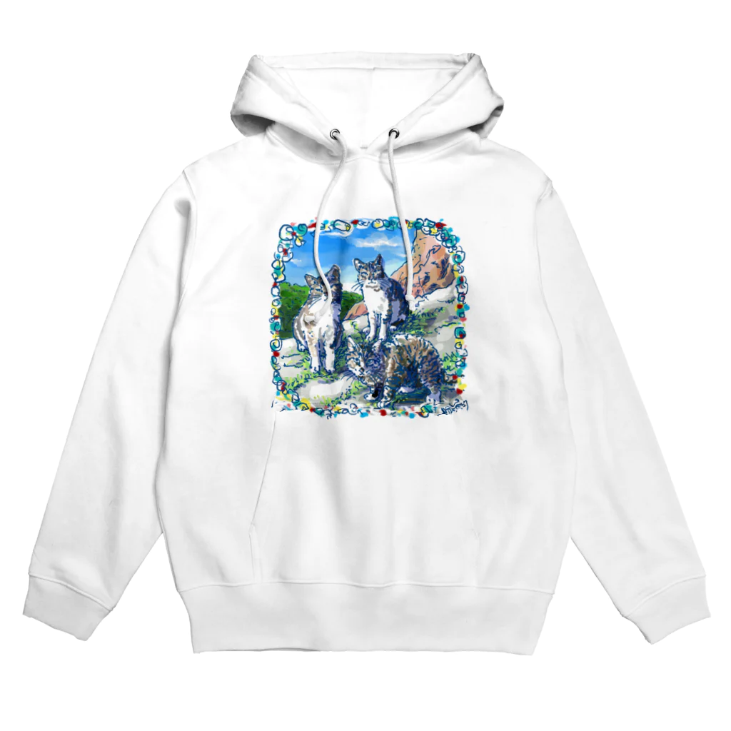 Atelir SOLEILのミコノス島の山登り猫 Hoodie