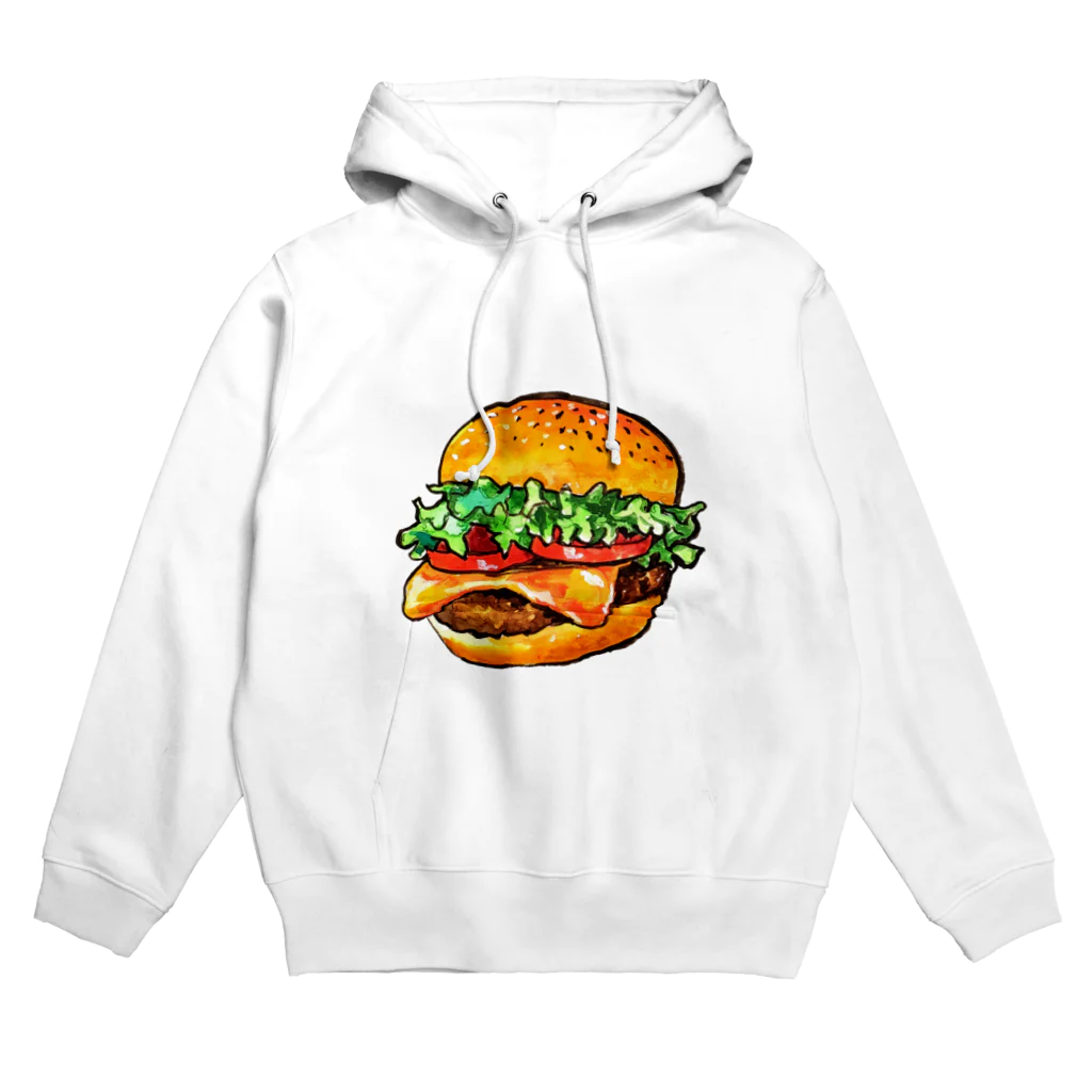 水彩イラストグッズのテイクアウトしたくなるハンバーガー Hoodie