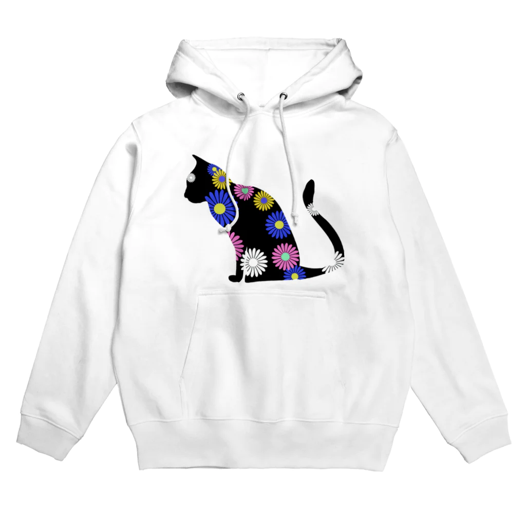 chicodeza by suzuriの花柄シルエット猫 Hoodie