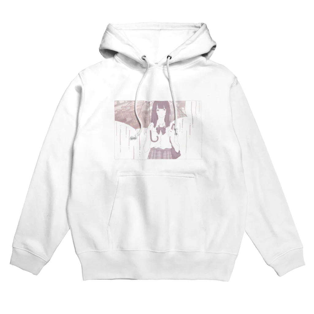 ほしの　みみこの女子高生と雨と傘 Hoodie