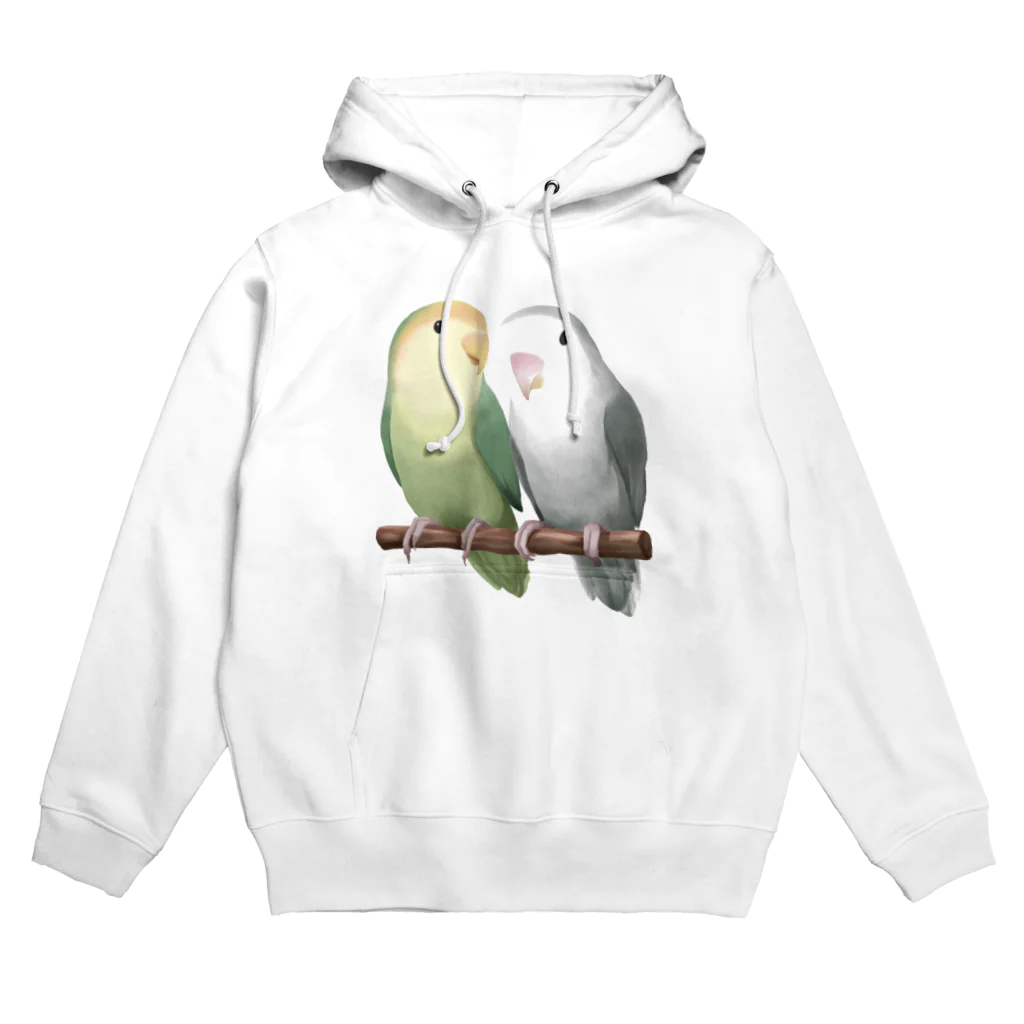 まめるりはことりのコザクラインコ　モーブとオリーブ【まめるりはことり】 Hoodie