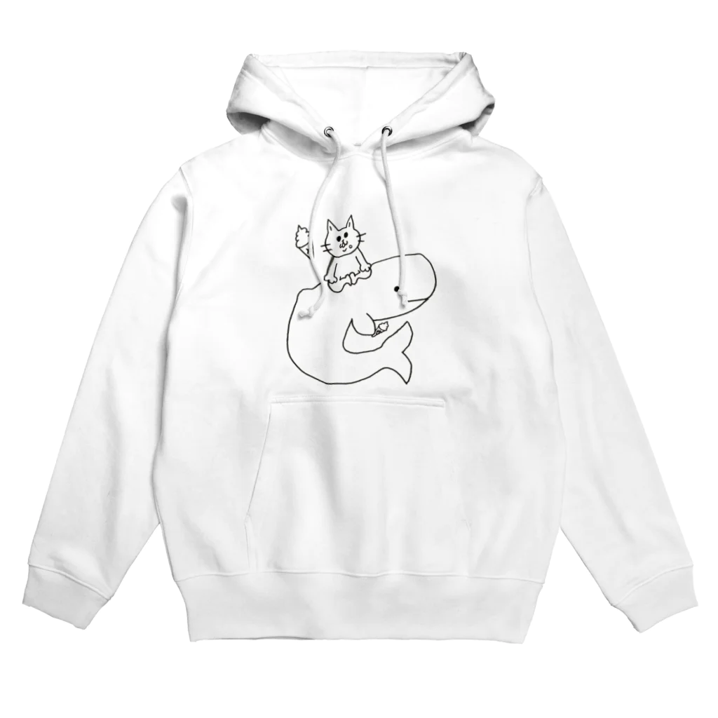 Famille de baleines(ファミールデバレーヌ)のクジラとねこ、ソフトクリームをたべたよ Hoodie