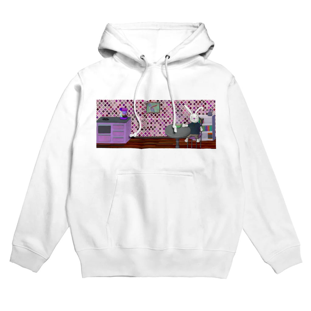 Junya Maruyamaのカフェオレうさぎ パープル Hoodie