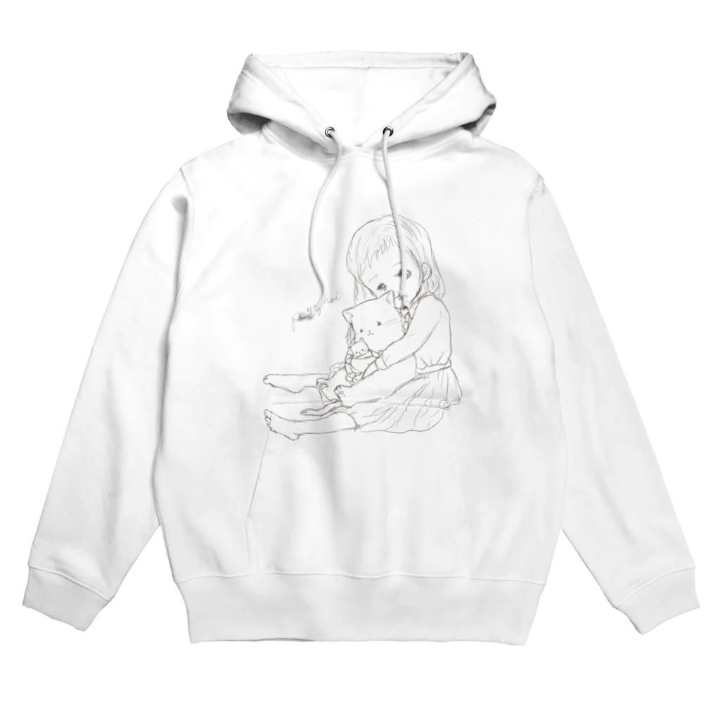 Little afternoonのねこはぐ　モノクロ Hoodie
