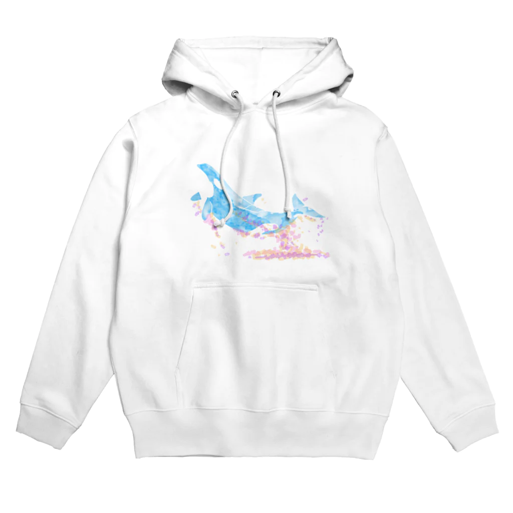 Ori-iro　イルカやシャチをお届け！の花飛沫をあげるシャチ Hoodie