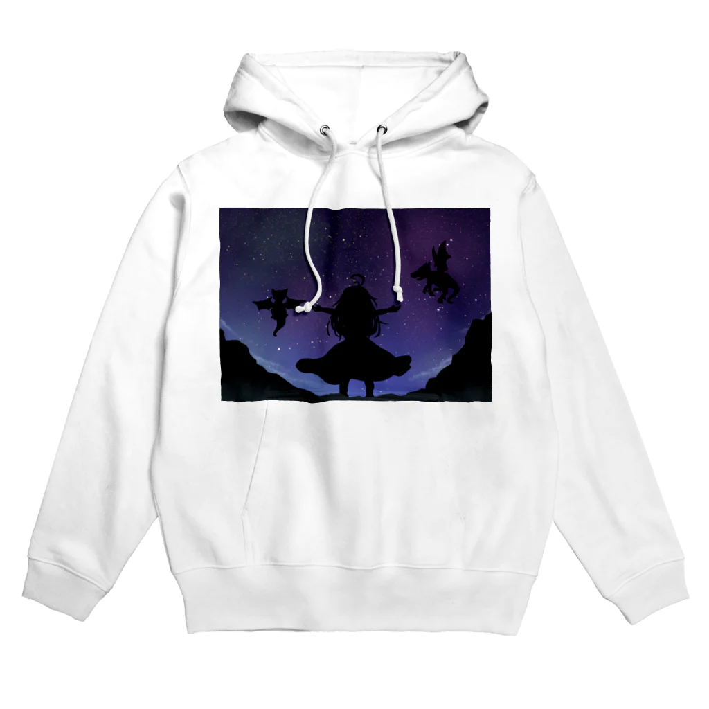 貴波てよりの夜空と少女とドラゴン Hoodie